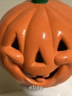 Moule en céramique Halloween RARE VTG Fantôme tenant une citrouille Pas de lumière ! NOSTALGIE
