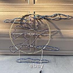 Nuit de sorcière dans le ciel - Sculpture 3D en métal et corde, décoration lumineuse d'Halloween vintage RARE
