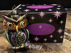 Ornement en verre de hibou d'Halloween Christopher Radko ultra rare aux yeux sages