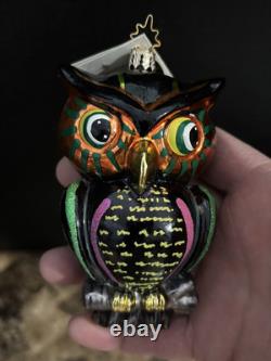 Ornement en verre de hibou d'Halloween Christopher Radko ultra rare aux yeux sages