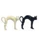 Paire De Figurines De Chat Vintage Mcm En Céramique Noire Et Blanche Rare 9x8 Chats D'halloween