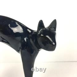 Paire de figurines de chat vintage MCM en céramique noire et blanche RARE 9X8 Chats d'Halloween