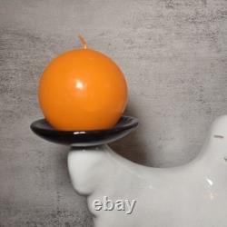 Porte-bougie fantôme en poterie vintage rare Halloween décor hanté lourd ghouls