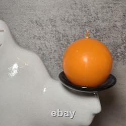 Porte-bougie fantôme en poterie vintage rare Halloween décor hanté lourd ghouls