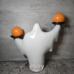 Porte-bougie fantôme en poterie vintage rare Halloween décor hanté lourd ghouls