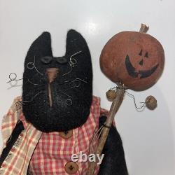 Poupée RaRe Vintage Primitive Honey and Me, Chat d'Halloween Honey & Me avec tête de citrouille