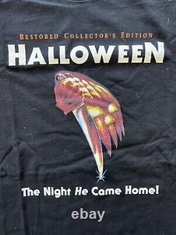 Promotion d'un film rétro d'Halloween des années 90 : La nuit où il est rentré à la maison, T-shirt noir taille XL RARE.