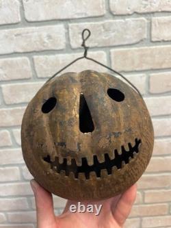 RARE Antique Vintage Halloween Parade Torch Lanterne en métal en tôle