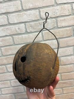 RARE Antique Vintage Halloween Parade Torch Lanterne en métal en tôle