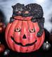 Rare Contenant Halloween Jack O' Lantern Chat Noir Vintage Bethany Lowe