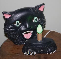 RARE Figurine d'affichage en céramique HALLOWEEN CHAT NOIR Vintage des années 1960.