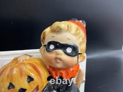 RARE Masque de Garçon Halloween Relpo Vintage des Années 1960 avec Clôture et Citrouille Jardinière en Céramique A1563
