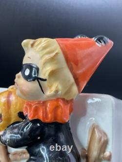 RARE Masque de Garçon Halloween Relpo Vintage des Années 1960 avec Clôture et Citrouille Jardinière en Céramique A1563