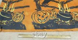 RARE NAPPE EN CRÊPE DE PAPIER HALLOWEEN VINTAGE Sorcières Effrayantes Chauves-souris Citrouilles Reste