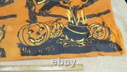 RARE NAPPE EN CRÊPE DE PAPIER HALLOWEEN VINTAGE Sorcières Effrayantes Chauves-souris Citrouilles Reste