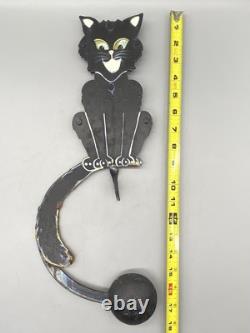RARE Pendule Kinetique Vintage Équilibrant Chat Noir Métal Art Populaire Halloween