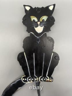 RARE Pendule Kinetique Vintage Équilibrant Chat Noir Métal Art Populaire Halloween