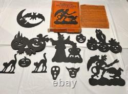 RARE Silhouettes d'Halloween Beistle de 1920 pour Décorations de Fête Boîte de 46 Silhouettes