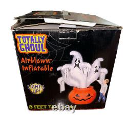 RARE VTG Totally Ghoul Airblown Gonflable 8FT Citrouilles Fantômes d'Halloween
