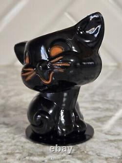 RARE Vintage Halloween Rosbro Kokomold Tico Chat Noir en Plastique Dur