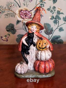 RARE Vintage Ragon House Bethany Lowe Sorcière d'Halloween avec Chat Noir
