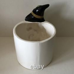 RARE Vintage céramique Halloween des années 1970 Fille Sorcière CHAT Jack O Lantern JOL Jardinière