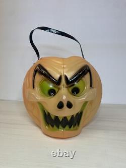 RARE Vtg années 1960 TOPSTONE Halloween GHOUL Jack-O-Lantern Moule à souffler JOL Seau à bonbons