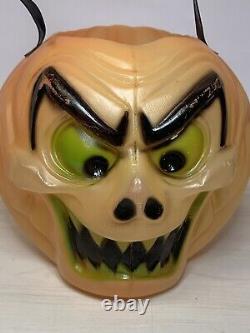 RARE Vtg années 1960 TOPSTONE Halloween GHOUL Jack-O-Lantern Moule à souffler JOL Seau à bonbons