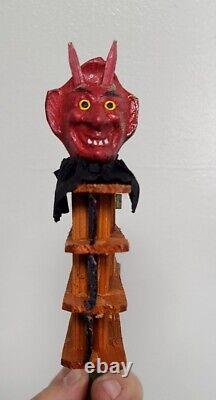 Rare 1920s Vieux Diable Allemand Halloween Noisemaker Rattler