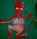 Rare 3 Pieds Vintage Lil Devil Posable Devil Belzebub Décoration Murale En Carton