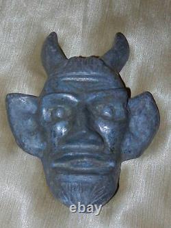 Rare Antique Diable Vtg Démon Russe Satan Figure Statue D'halloween Métal Grand