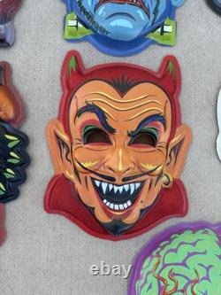 Rare Ben Cooper Ghoulsville Horror Décor Rétro A Go Go Lot de 9 Masques d'Halloween