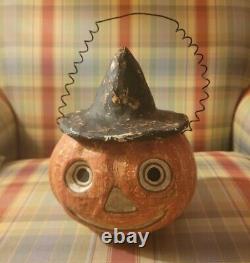 Rare Bethany Lowe Paper Machine Pumpkin Halloween Decor Holiday Vintage Retro