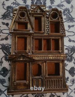 Rare Cadre Mural en Ombre de Maison Gothique Victorienne Vintage Syroco