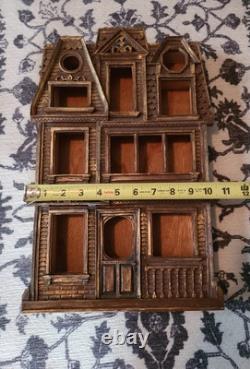 Rare Cadre Mural en Ombre de Maison Gothique Victorienne Vintage Syroco