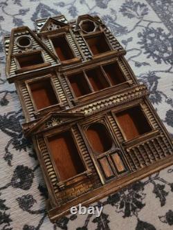Rare Cadre Mural en Ombre de Maison Gothique Victorienne Vintage Syroco