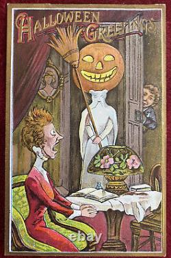 Rare Collection de 4 Cartes Postales d'Halloween Vintage des années 1910 de Florence Bamberger