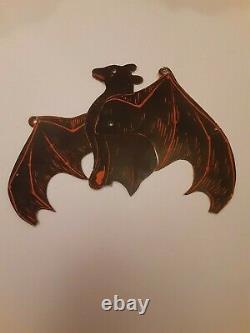 Rare Old Vintage Halloween Mechanical Bat Cardboard Diecut Die Cut Beistle Années 1920