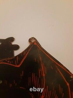 Rare Old Vintage Halloween Mechanical Bat Cardboard Diecut Die Cut Beistle Années 1920