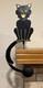 Rare Pendule Kinetique Vintage Équilibrant Chat Noir En Métal Art Populaire Halloween