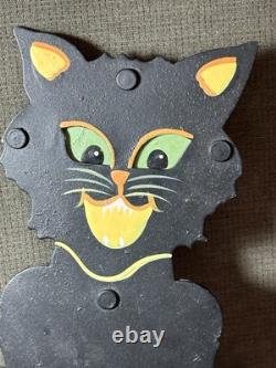 Rare Pendule Kinetique Vintage Équilibrant Chat Noir en Métal Art Populaire Halloween