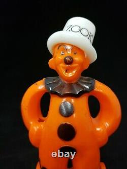 Rare Vintage 1950's Rosbro Halloween Zook Le Clown Sur Roues Pull Toy