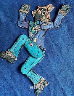 Rare Vintage 1960 Beistle Die Cut 2 Side Jointed Articulated Halloween Scarecrow<br/>  <br/>
 
Scarecrow d'Halloween articulé rare et vintage Beistle de 1960