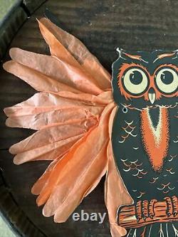 Rare Vintage 40s Halloween Owl Die Cup Crêpe Ailes De Papier Beistle Wall Décor États-unis