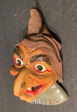 Rare Vintage Allemand Figural Halloween Décoration Snaggle Tooth Witch Schlobhexen