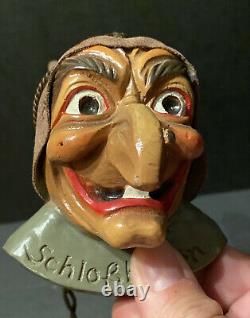 Rare Vintage Allemand Figural Halloween Décoration Snaggle Tooth Witch Schlobhexen