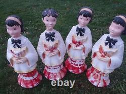 Rare Vintage Empire Blow Mold Singing Choir, Carolers Set Of 4