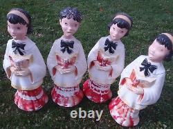 Rare Vintage Empire Blow Mold Singing Choir, Carolers Set Of 4