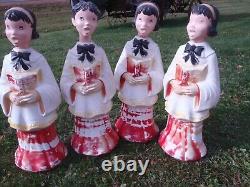 Rare Vintage Empire Blow Mold Singing Choir, Carolers Set Of 4