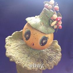 Rare Vintage Folkart Halloween Veggieman Légume Homme Femme Figurine Poupée Vieux